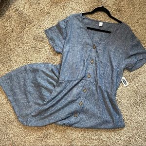 Old Navy Blue Linen Dress Large
